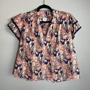 Trovata Birds Of Paradise Size Small Clover Top Blouse Red Jacintos Lightweight